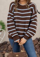 Coastal Rhythm Contrast Stripe Knit Sweater