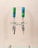 Peacock Dahlia Bar and Bow Earrings-Earrings-Krush Kandy, Women's Online Fashion Boutique Located in Phoenix, Arizona (Scottsdale Area)