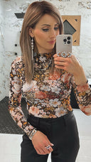 Brie Floral Mesh Top-Long Sleeve Tops-Rae Collective, Women's Online Fashion Boutique Located in Phoenix, Arizona (Scottsdale Area)