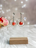 Desert Coral Dahlia Slab Hoop Earrings
