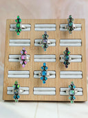 Multi Jelly Opal Square Crawler Rings
