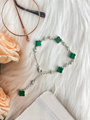 Malachite Clover Crystal Bracelet