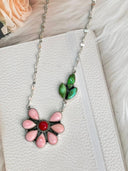 Days of Spring Collection Red Rosarita & Pink Conch Necklace