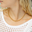 Hammered Oval Pendant Chain Necklace