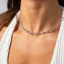 Hammered Oval Pendant Chain Necklace