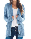 Cable Knit Button Cardigan-Cardigans-Krush Kandy, Women's Online Fashion Boutique Located in Phoenix, Arizona (Scottsdale Area)