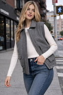 Notched Collar Soft Felt Zip Up Vest