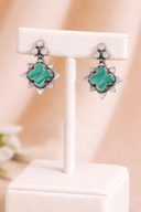 Malachite Clover Star Drop Statement Earrings