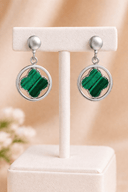 Malachite Clover Circle Drop Statement Earrings