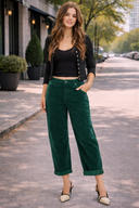 RISEN High Rise Crop Barrel Corduroy Pants