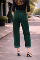 RISEN High Rise Crop Barrel Corduroy Pants