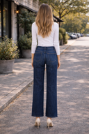 Tummy Control Mid Rise Dark Wash Wide Leg Jeans
