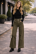 Double Waistband Loose Straight Jeans