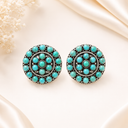 925 Sterling Silver Turquoise Cluster Stud Earrin gs