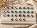 Sterling Silver Gemstone Cluster Stud Earrings