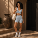 V Neck Scallop Sports Bra