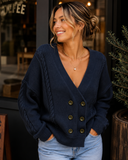 Cable Society Double-Breasted Knit Cardigan