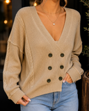 Cable Society Double-Breasted Knit Cardigan