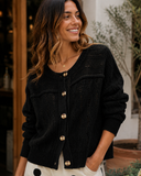 Sunday Stroll Button Front Cable Knit Cardigan