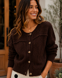Sunday Stroll Button Front Cable Knit Cardigan