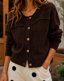 Sunday Stroll Button Front Cable Knit Cardigan