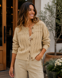 Sunday Stroll Button Front Cable Knit Cardigan