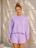 Fleece Long Sleeve Sweatshirts & Shorts Set