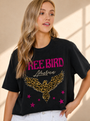 🦅 Freebird America Leopard Eagle Crop Tee