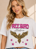 🦅 Freebird America Leopard Eagle Crop Tee