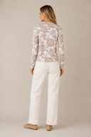 Long Sleeve Floral Print Thumbhole Mesh Top