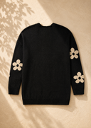 Black Floral Print Open Front Cardigan