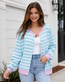 Weekend Lines Open Front Striped Cardigan