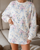 Petal Notes Floral Bow Sweatshirt & Skort Set