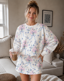 Petal Notes Floral Bow Sweatshirt & Skort Set