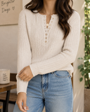 Sunday Edit Ribbed Henley Knit Sweater