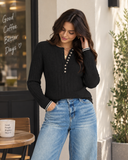 Sunday Edit Ribbed Henley Knit Sweater