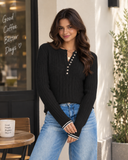 Sunday Edit Ribbed Henley Knit Sweater
