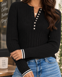 Sunday Edit Ribbed Henley Knit Sweater