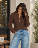 Sunday Edit Ribbed Henley Knit Sweater