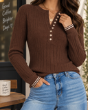 Sunday Edit Ribbed Henley Knit Sweater