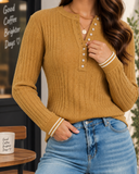 Sunday Edit Ribbed Henley Knit Sweater