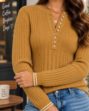 Sunday Edit Ribbed Henley Knit Sweater