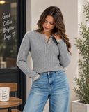 Sunday Edit Ribbed Henley Knit Sweater