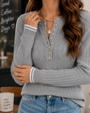 Sunday Edit Ribbed Henley Knit Sweater