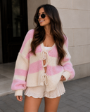 Sweet Escape Striped Tie-Front Knit Cardigan