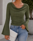 After Hours Cowl Neck Bell Sleeve Knit Top