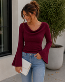 After Hours Cowl Neck Bell Sleeve Knit Top