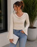 After Hours Cowl Neck Bell Sleeve Knit Top