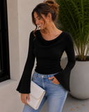 After Hours Cowl Neck Bell Sleeve Knit Top