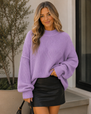 Easy Aura Ribbed Stand Neck Sweater